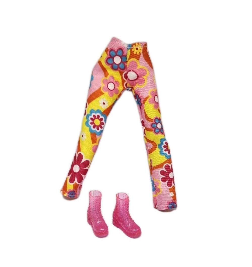 Barbie Pants Floral Hippy Flower Power Pink Boots Doll Retro 70s Barbie Clothes